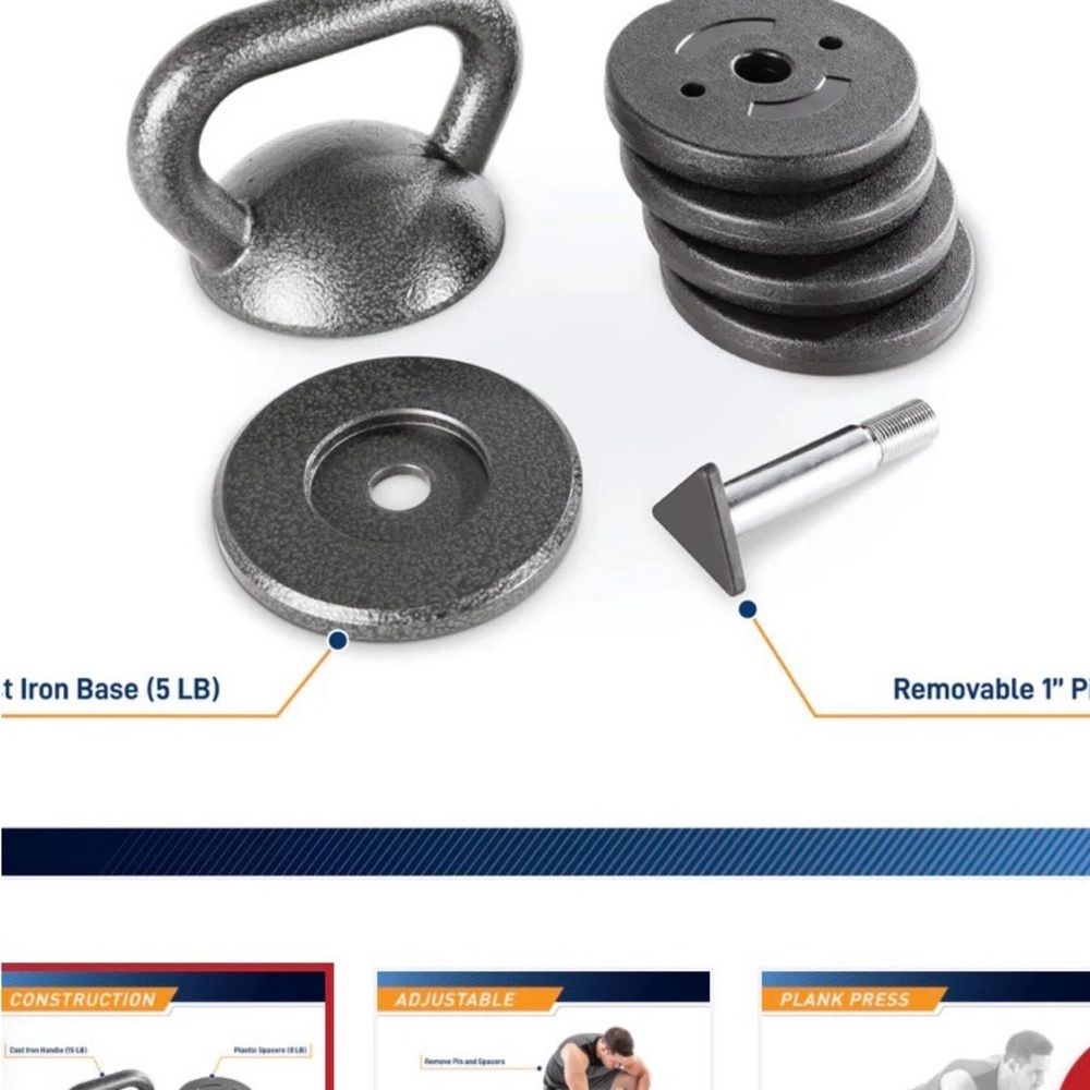 Adjustable Cast Iron Weight Set with Kettlebell - Dark Gray